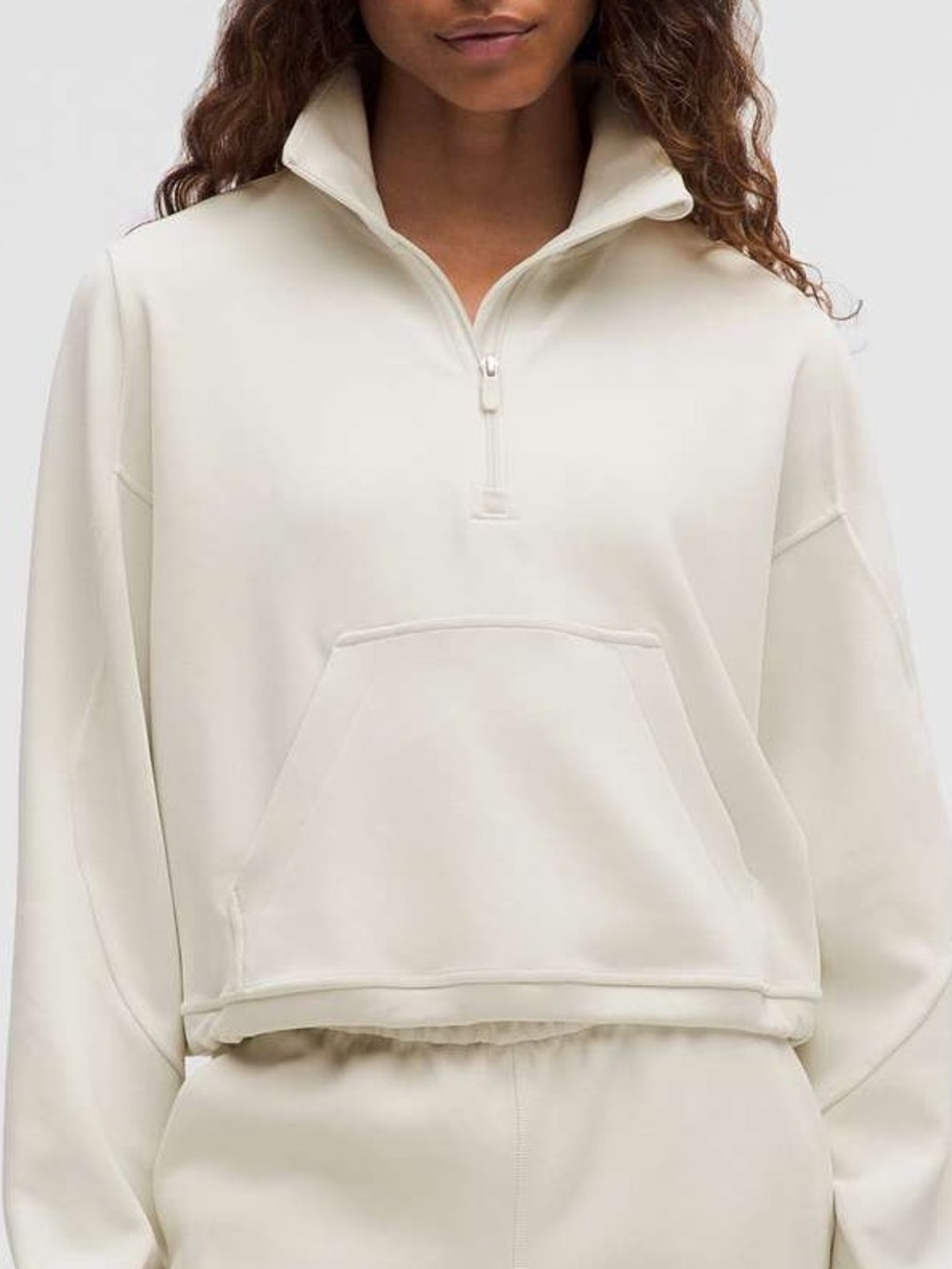 NWOT Lululemon Brushed Softstreme Ribbed Half Zip • Size 2 • Bone